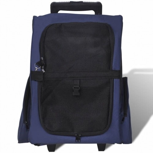 transportadora para animais de estimação vidaXL em metal e tecido, azul