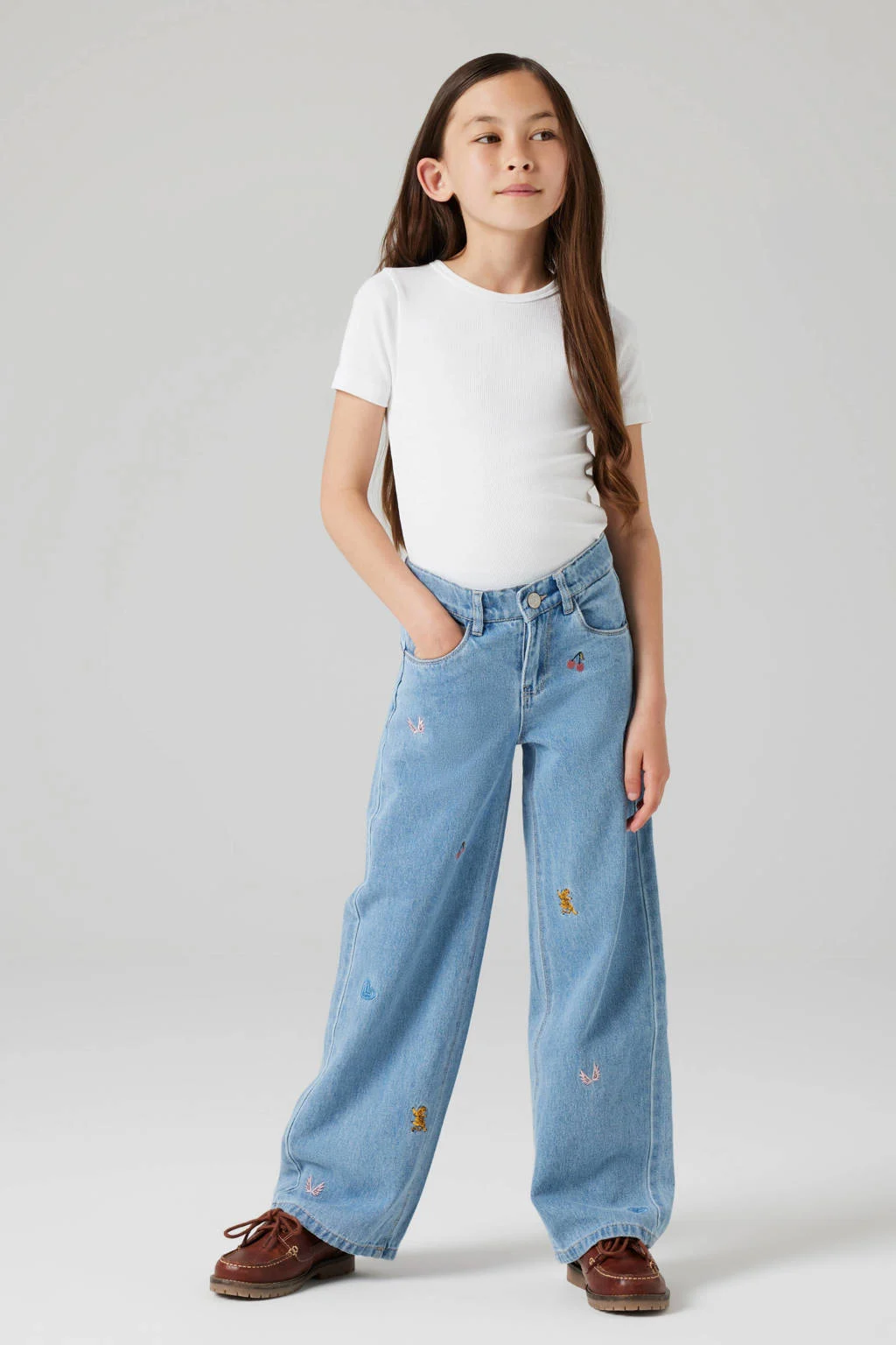 NAME IT KIDS wide leg jeans light blue denim