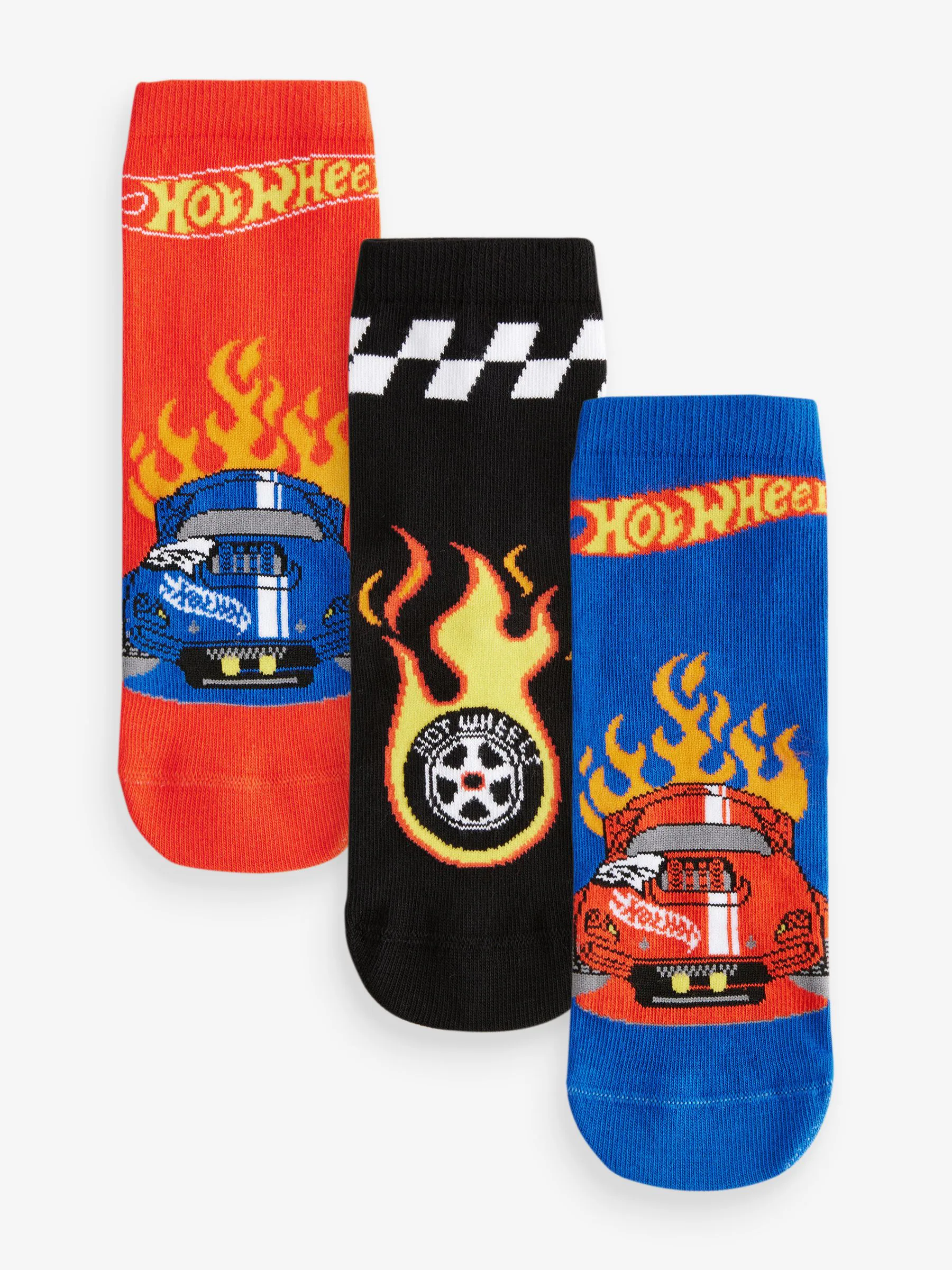 Red/Black/Blue Hot Wheels - Verpakking van 3 paar sokken met hoog aandeel katoen