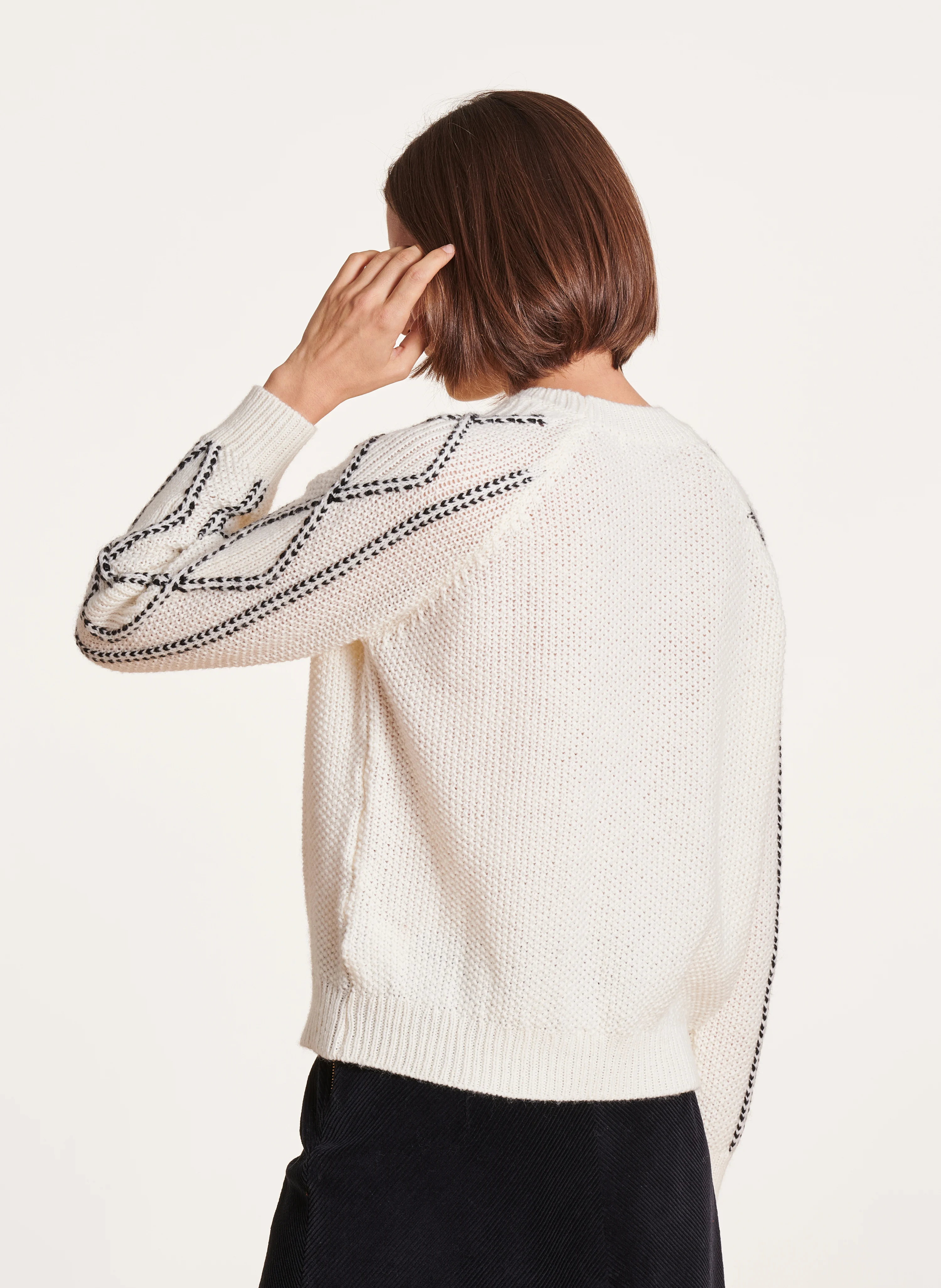 Pull oversize en laine mélangée | Blanc