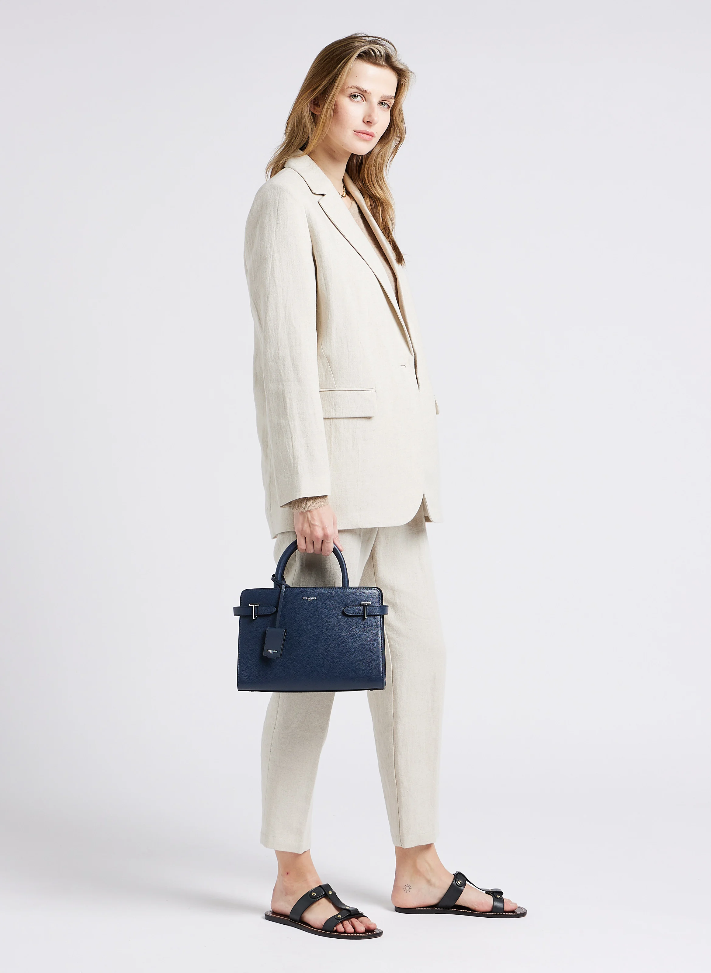 EMILIE - Sac à main en cuir grainé | Bleu