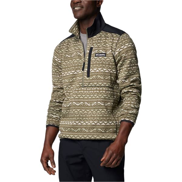 Sweat polaire randonnée COLUMBIA SWEATER WEATHER PRINTED HALF ZIP II STONE GREEN MADRAS MULTI