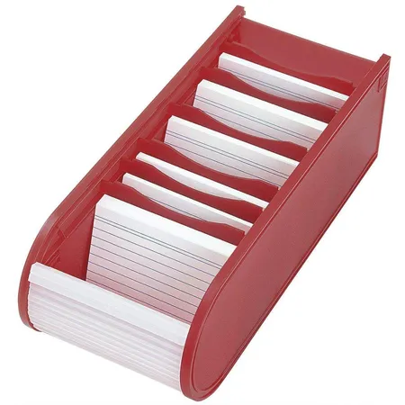 WEDO® Karteibox mit 100 liniterten Kartteikarten A8 gefüllt, rot