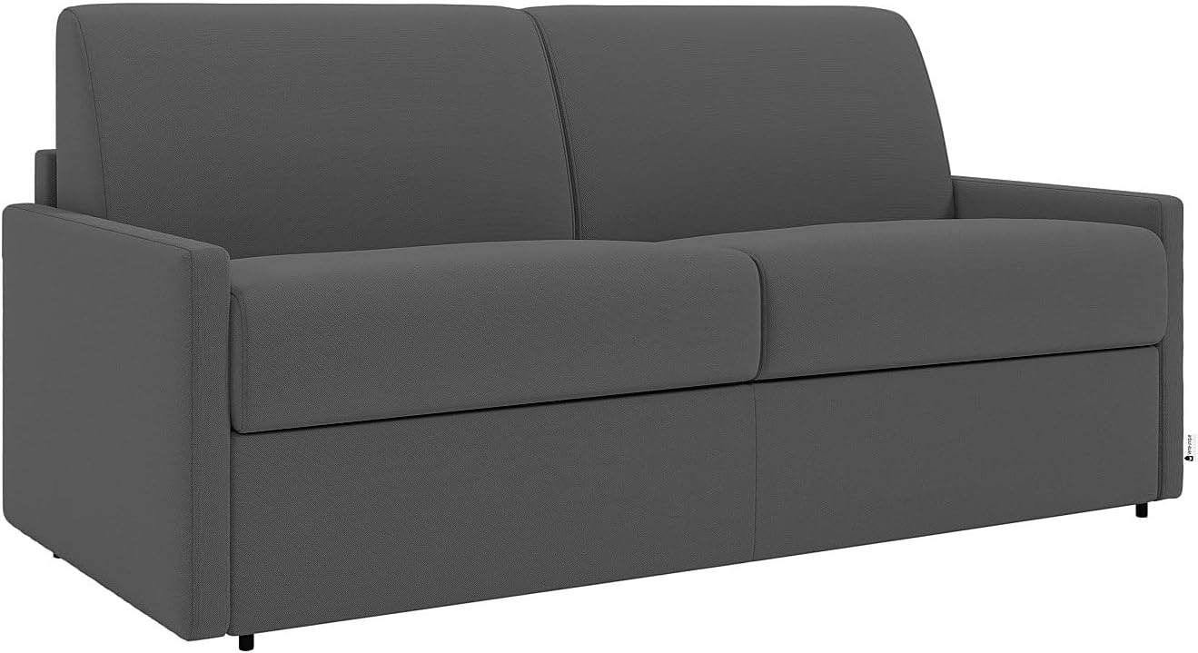 Vente-unique-Schlafsofa 3-Sitzer - Liegefläche: 140 cm - Matratzenhöhe: 22 cm mit Memory Schaum - Stoff - Grau - CALIFE