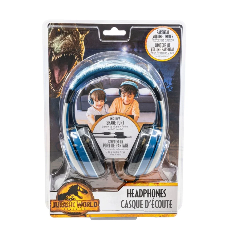 eKids - Disney Jurassic Park hovedtelefoner til børn med lydstyrkekontrol for at beskytte hørelsen