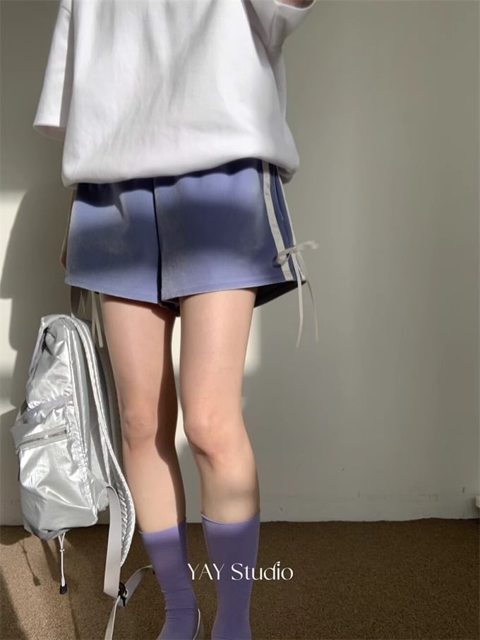 Alfie - Mid Rise gestreepte shorts met strik