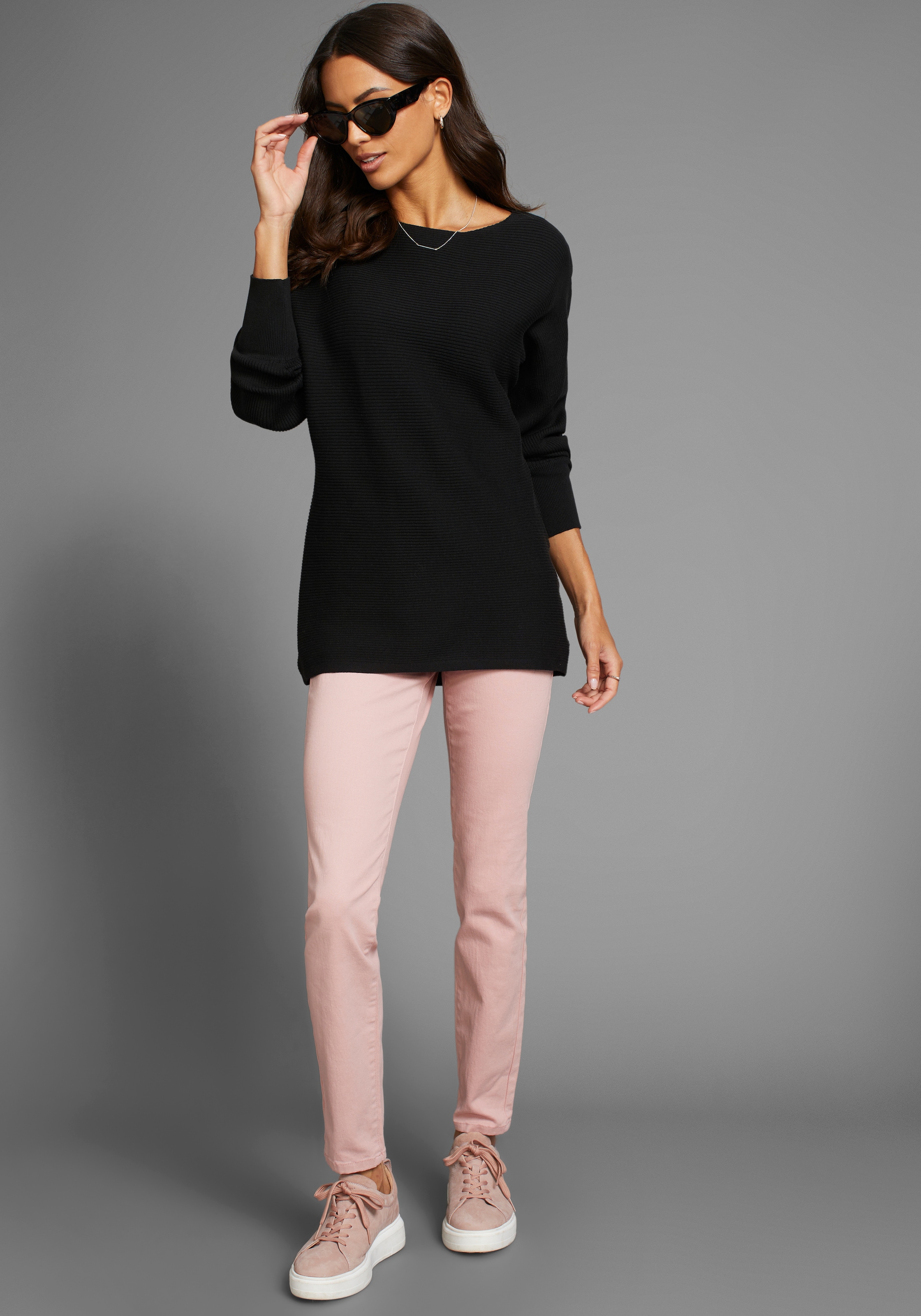 Laura Scott Rundhalspullover , in oversized Form mit Rippstruktur