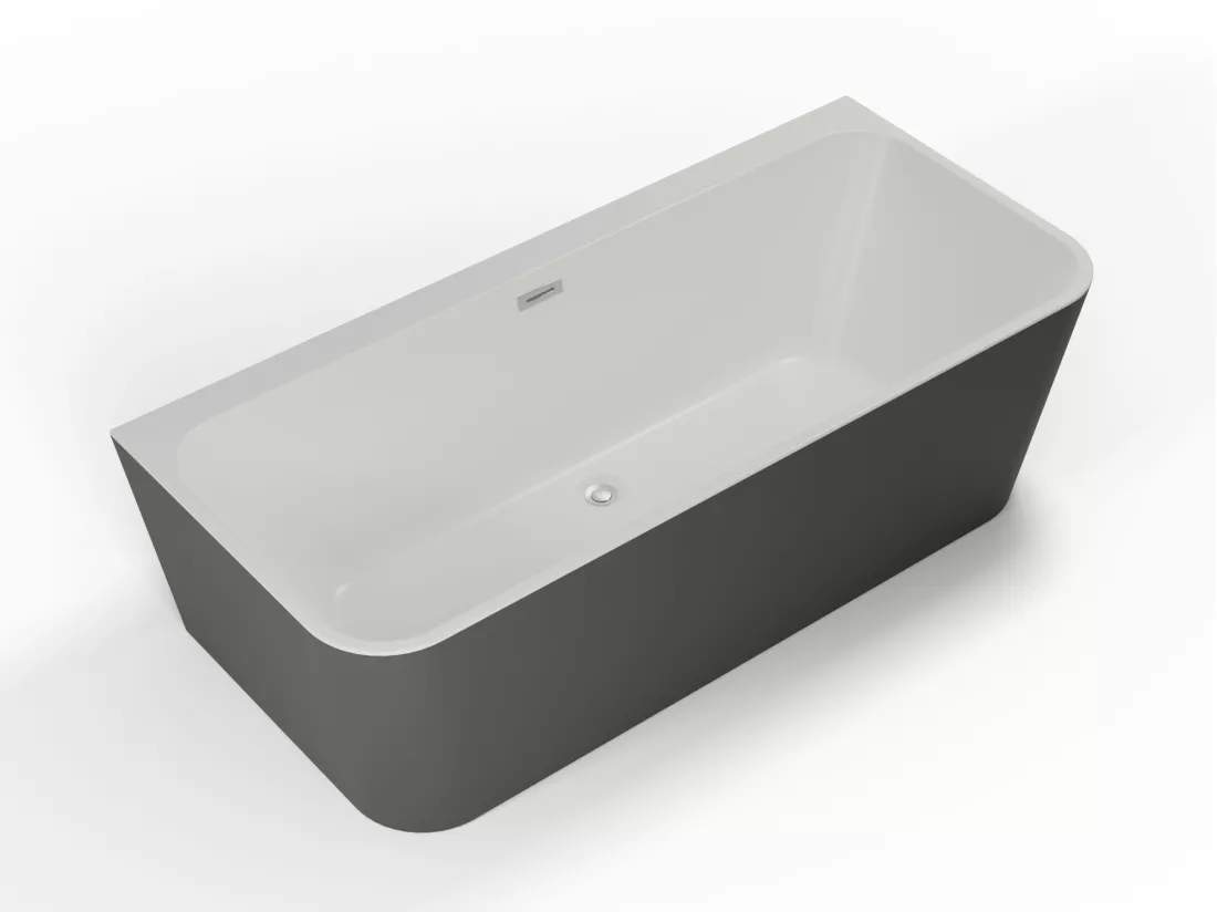 Baignoire semi-îlot MINT 180 Grise L. 180 x l. 81 cm, by SPALINA