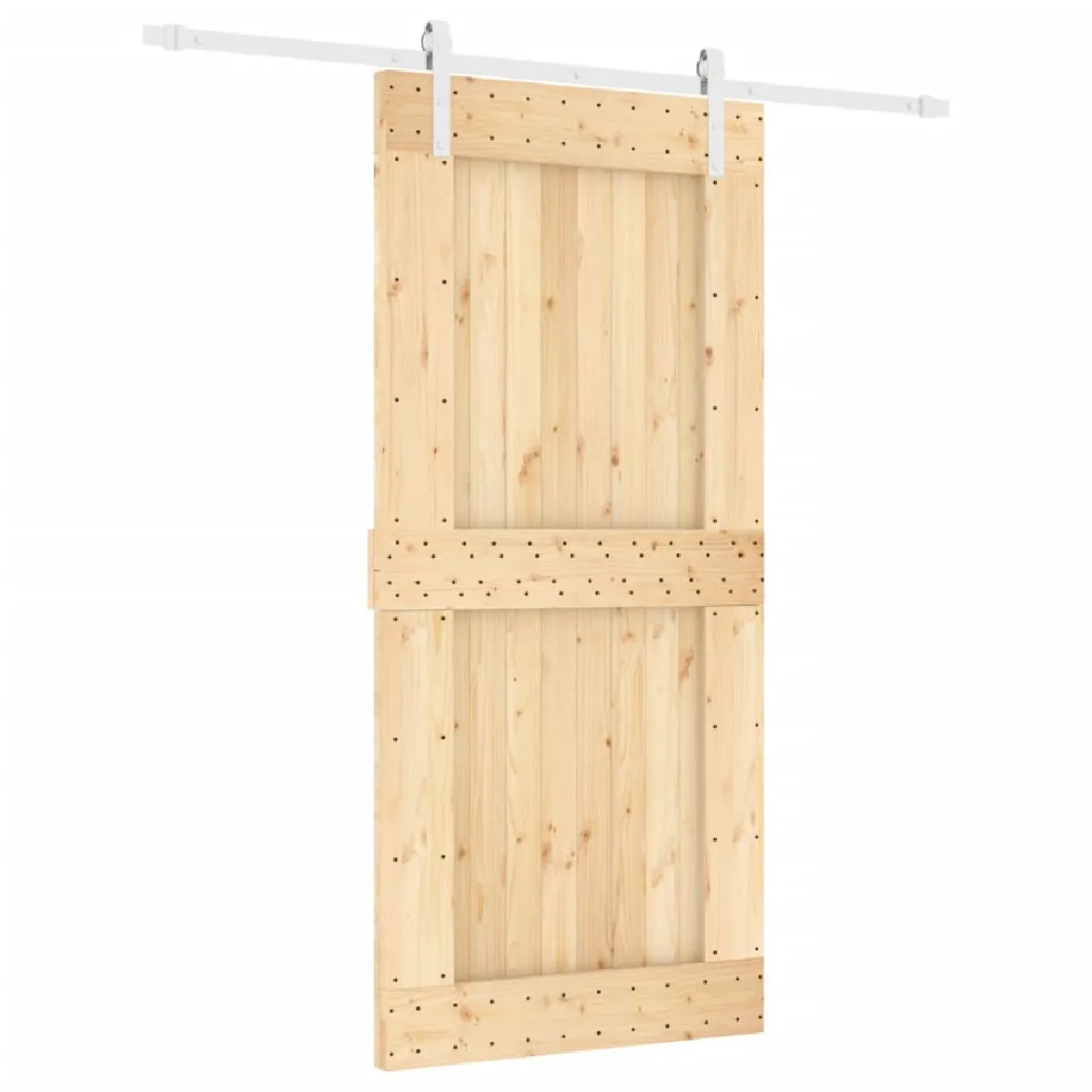 vidaXL Porte coulissante et kit de quincaillerie - 95x210 cm - Pin massif