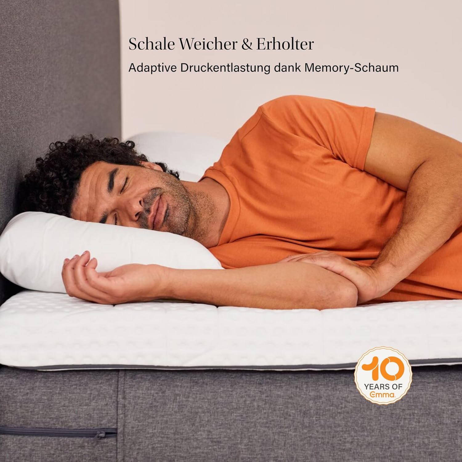 Emma Premium Topper 180x200 cm, Atmungsaktiver Matratzentopper, Memory-Schaum, Waschbarer Bezug bei 40°C, Premium-Originalcover, 9 cm Höhe, 100% Polyester, Reißverschluss