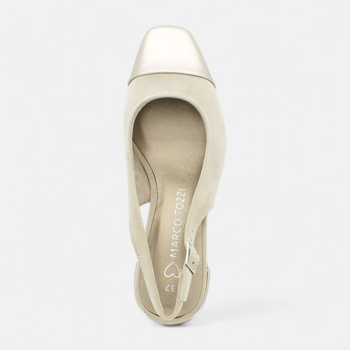 Escarpins avec bride arrière à talon Femme beige