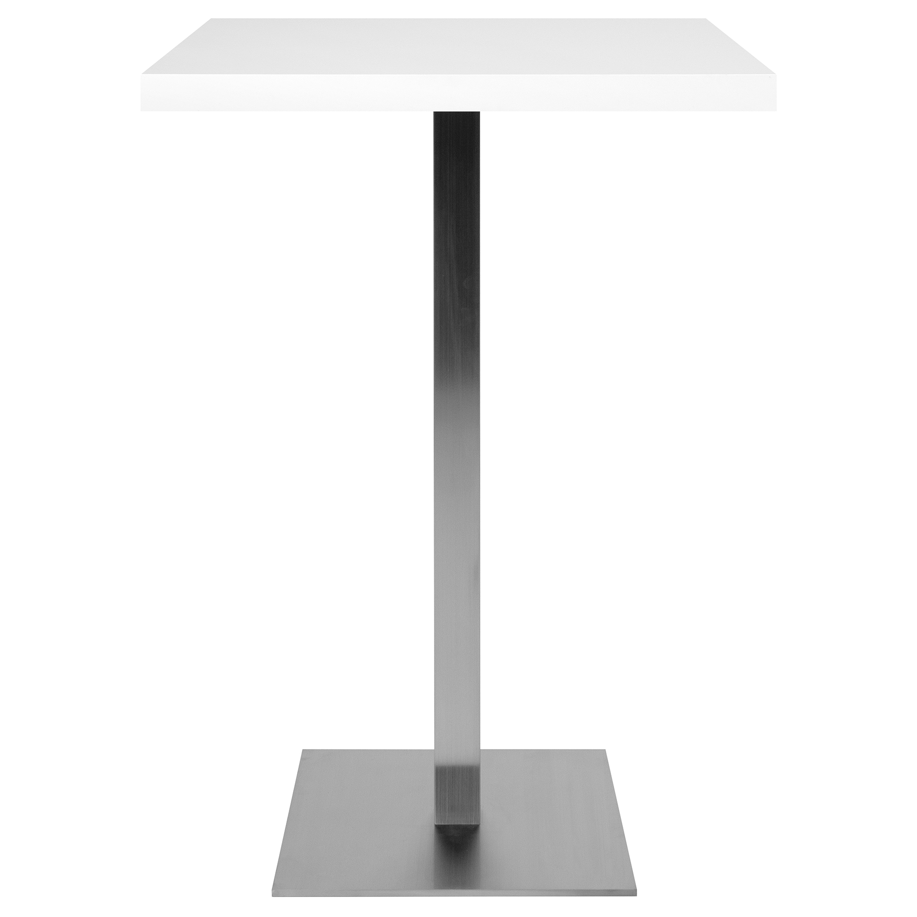 Bartisch QUADRATO - weiß - Edelstahl - Säulengestell