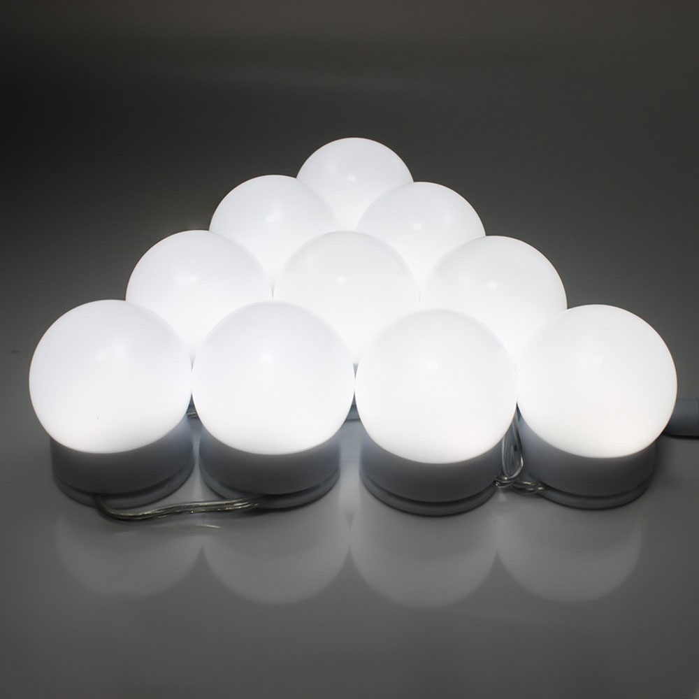 (10er Set) Schminkleuchten LED Lichter Nachrüst Kit für Make Up Spiegel - Hollywood Superstar