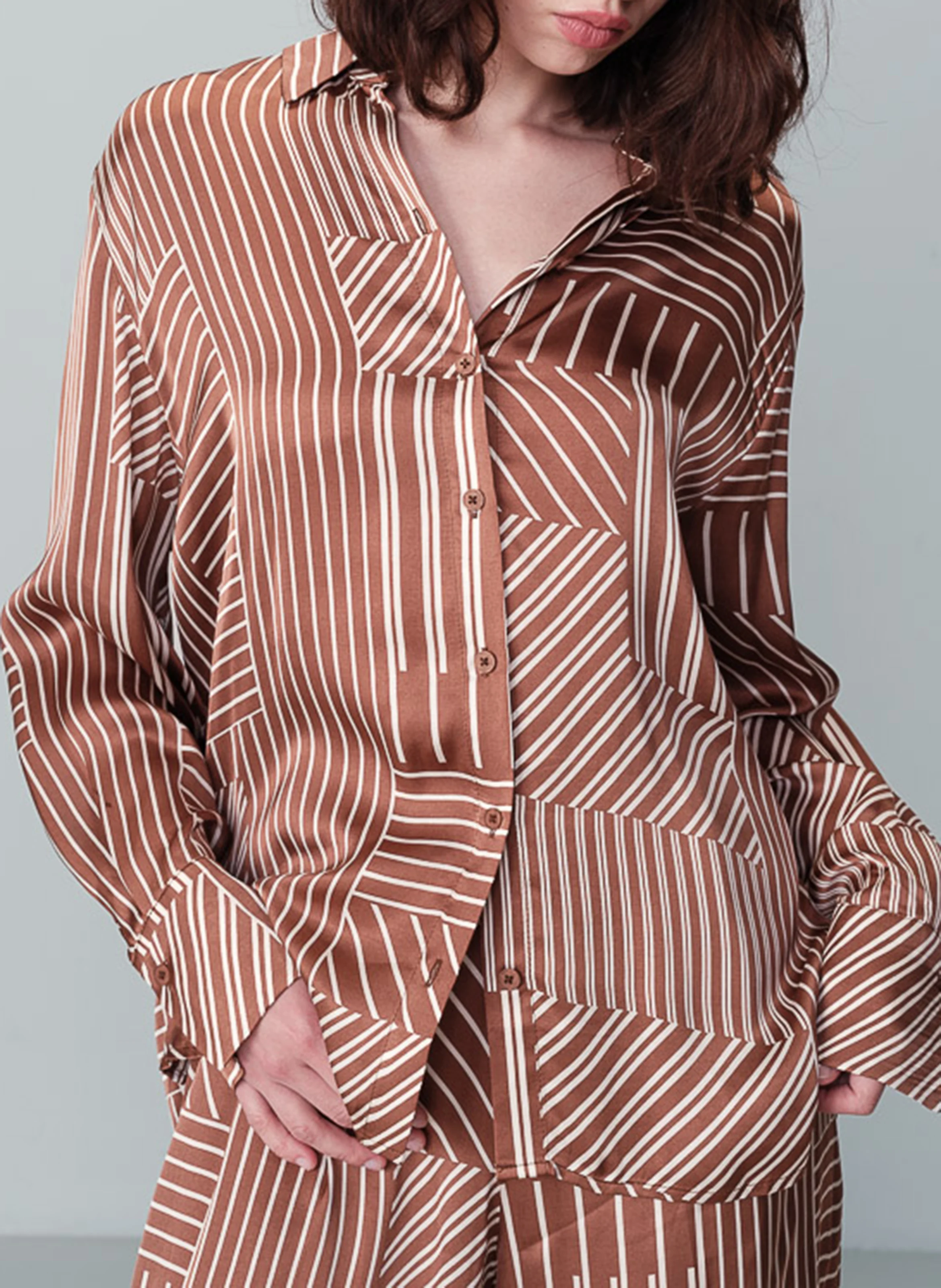 NEO - Chemise col classique imprimée | Marron