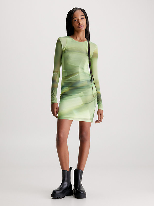 Vestido estampado com forro de tule