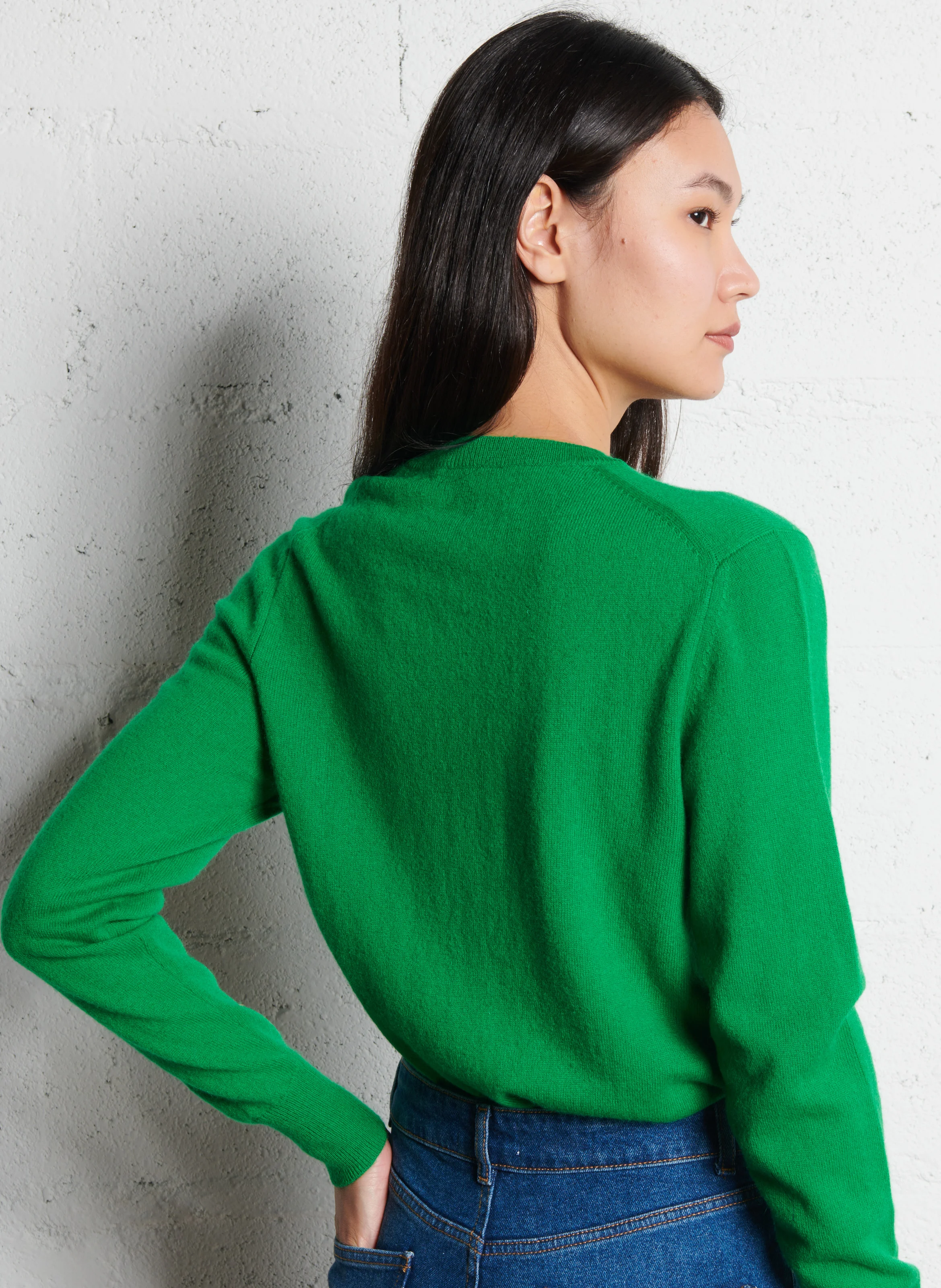 ATIGILET - Gilet col rond droit en cachemire | Vert