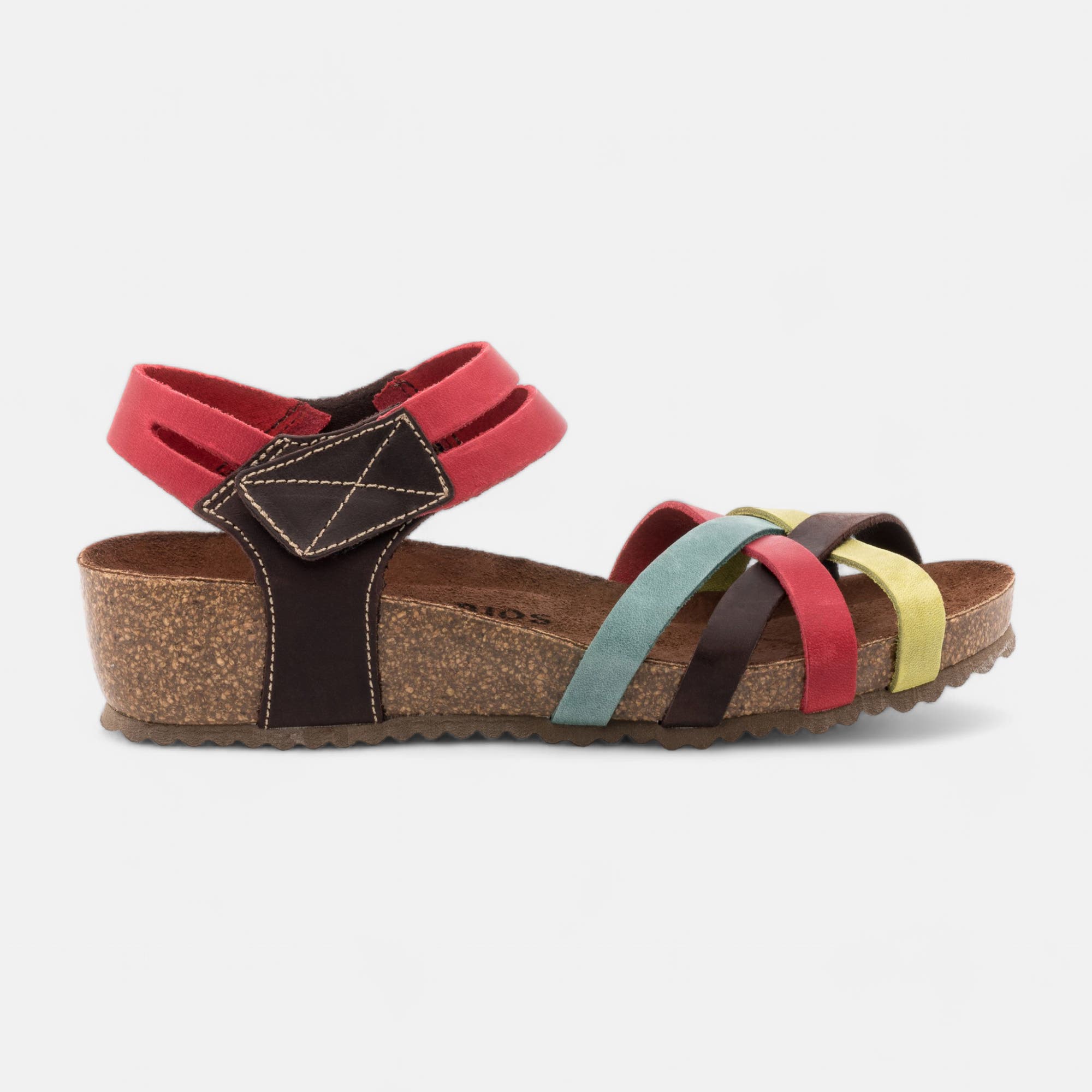 Mules semelle liège Femme en cuir multicolore