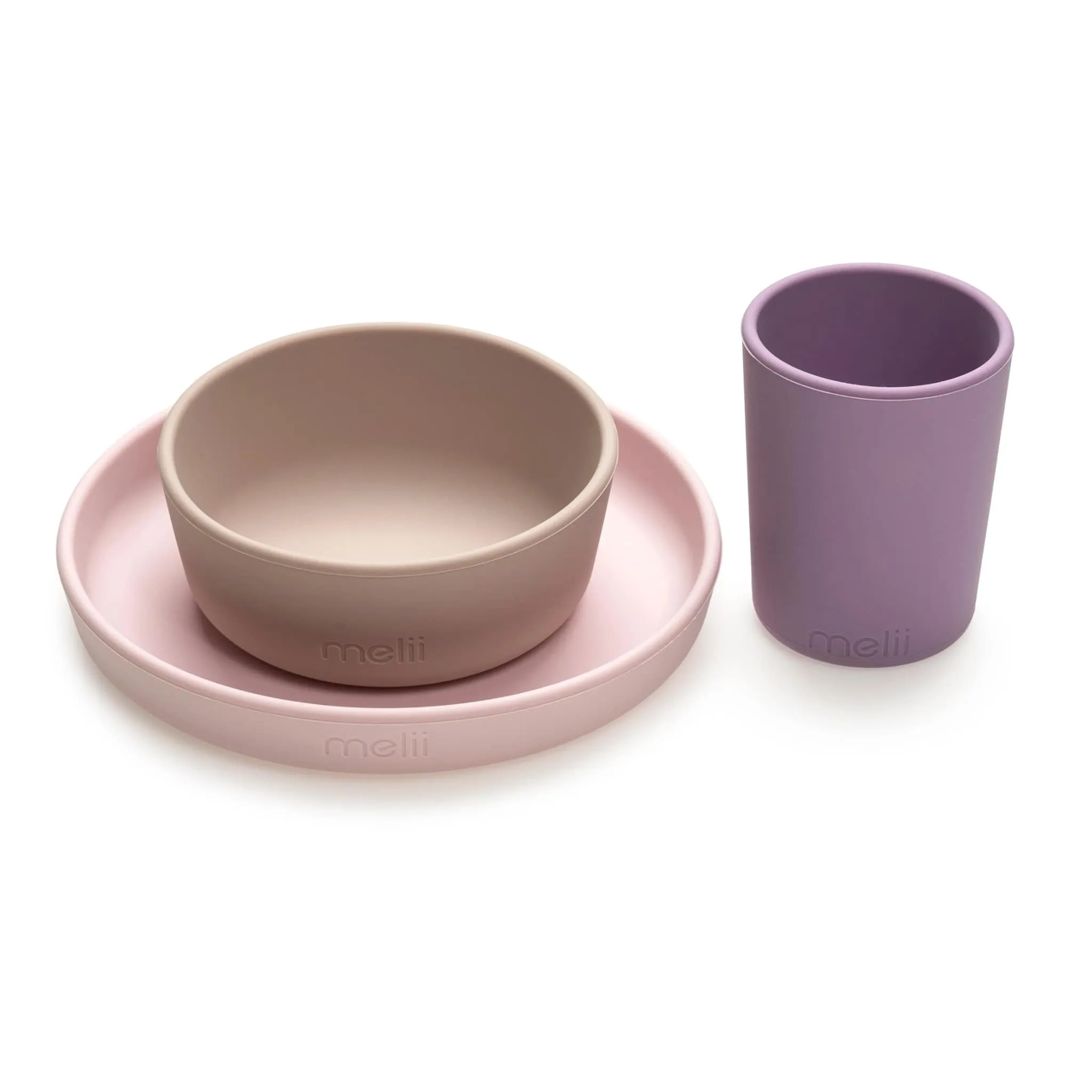 Melii Ensemble de Vaisselle en Silicone 3 Pièces - Rose