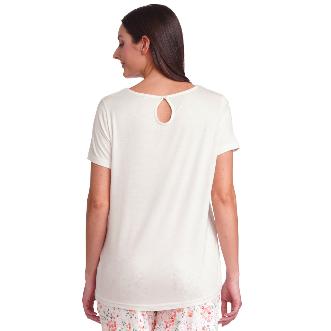 Gina Benotti Damen Schlafshirt mit Blumen-Print weiss