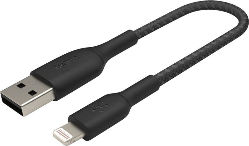 Belkin - Braided BoostCharge - Lightning naar USB Kabel - Zwart - 15 cm