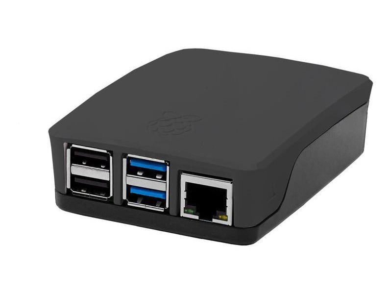 Raspberry Pi Gehäuse für Raspberry Pi 4 Model B Grau/Schwar Offizielles Raspberry Pi 4 Gehäuse aus Kunststoff