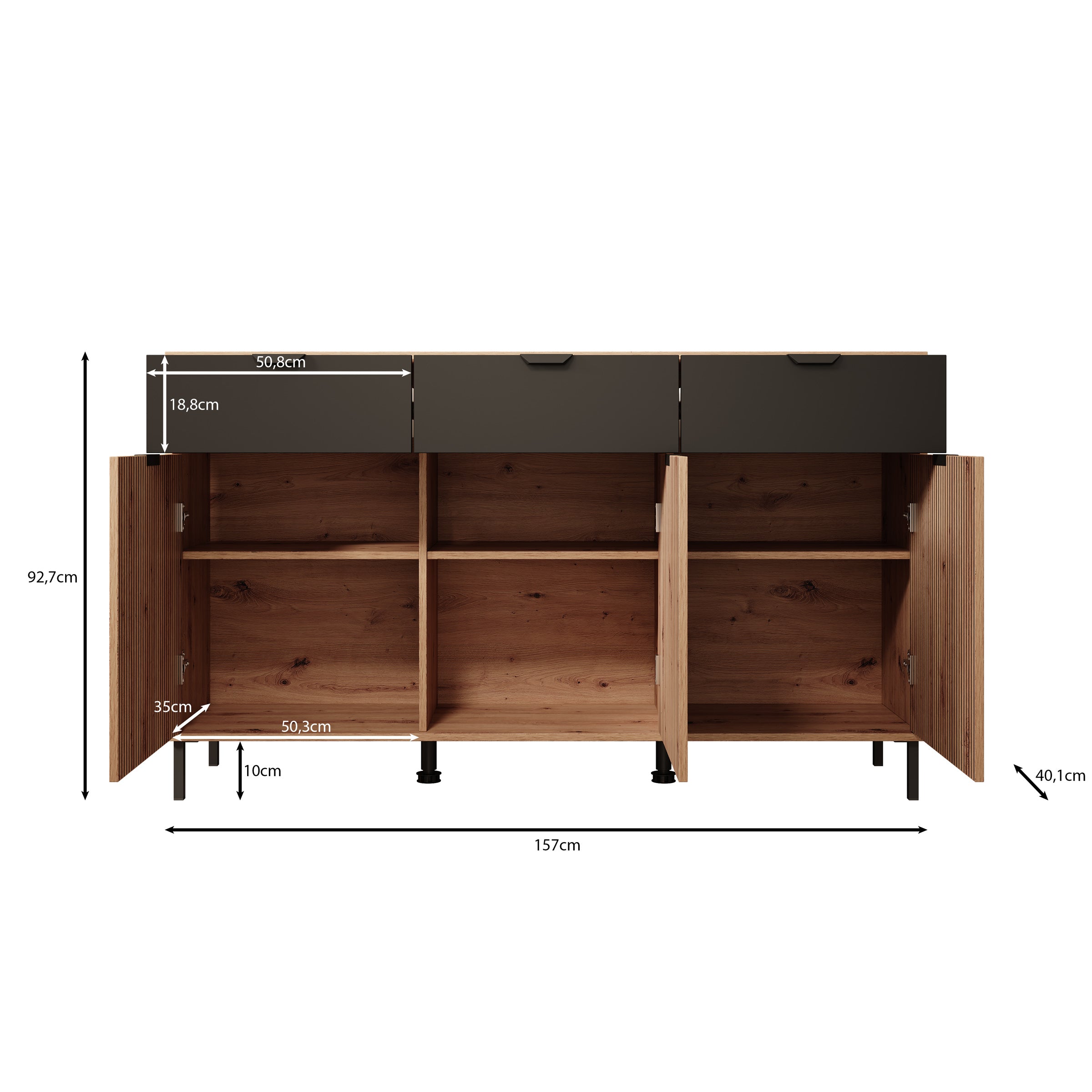 Malaika - Dressoir - Eikenpatroon - 157x40x93 cm