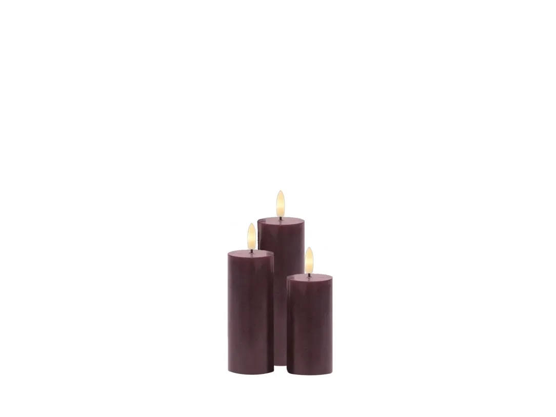 Sirius Sille Genopladelig Bloklyssæt Bordeaux - Ø 5 cm - 3 stk