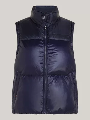 Colete puffer New York com blocos de cores