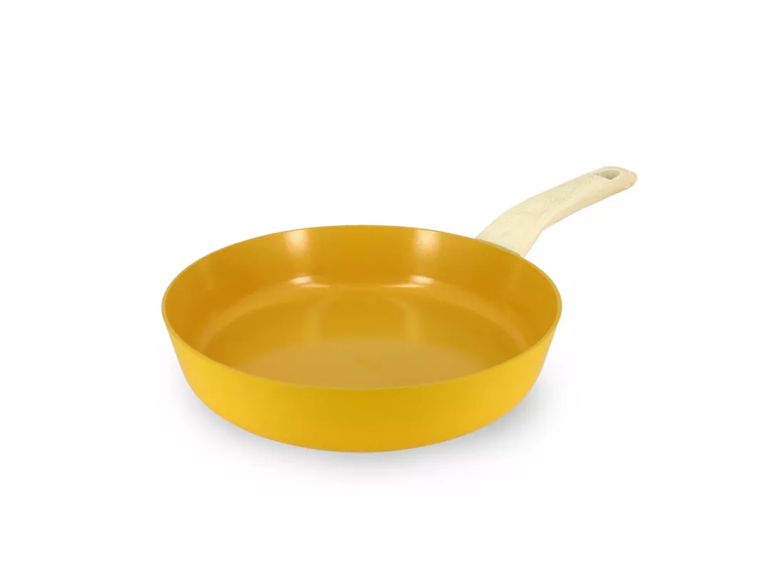 Menastyl - Poele 24cm Colorama Safran - En Aluminium - Revetement Antiadhesif En Ceramique