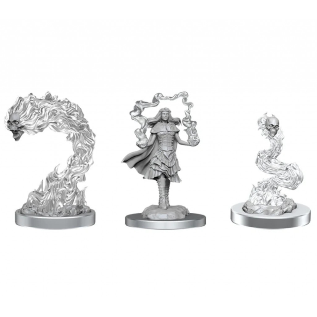 D&D Nolzur's Marvelous Unpainted Miniatures : Dark Spellcaster & Flameskulls