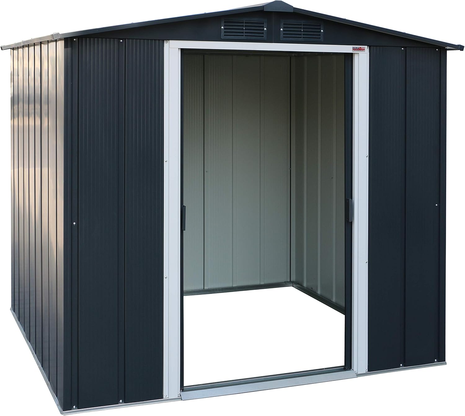 Duramax ECO 6 x 6 (3.33 m²) Metallgerätehaus, feuerverzinktes Metall gerätehaus - Geräteschuppen, verstärkte Dachkonstruktion, wartungsfreier und wetterfester Metallschuppen, Anthrazit