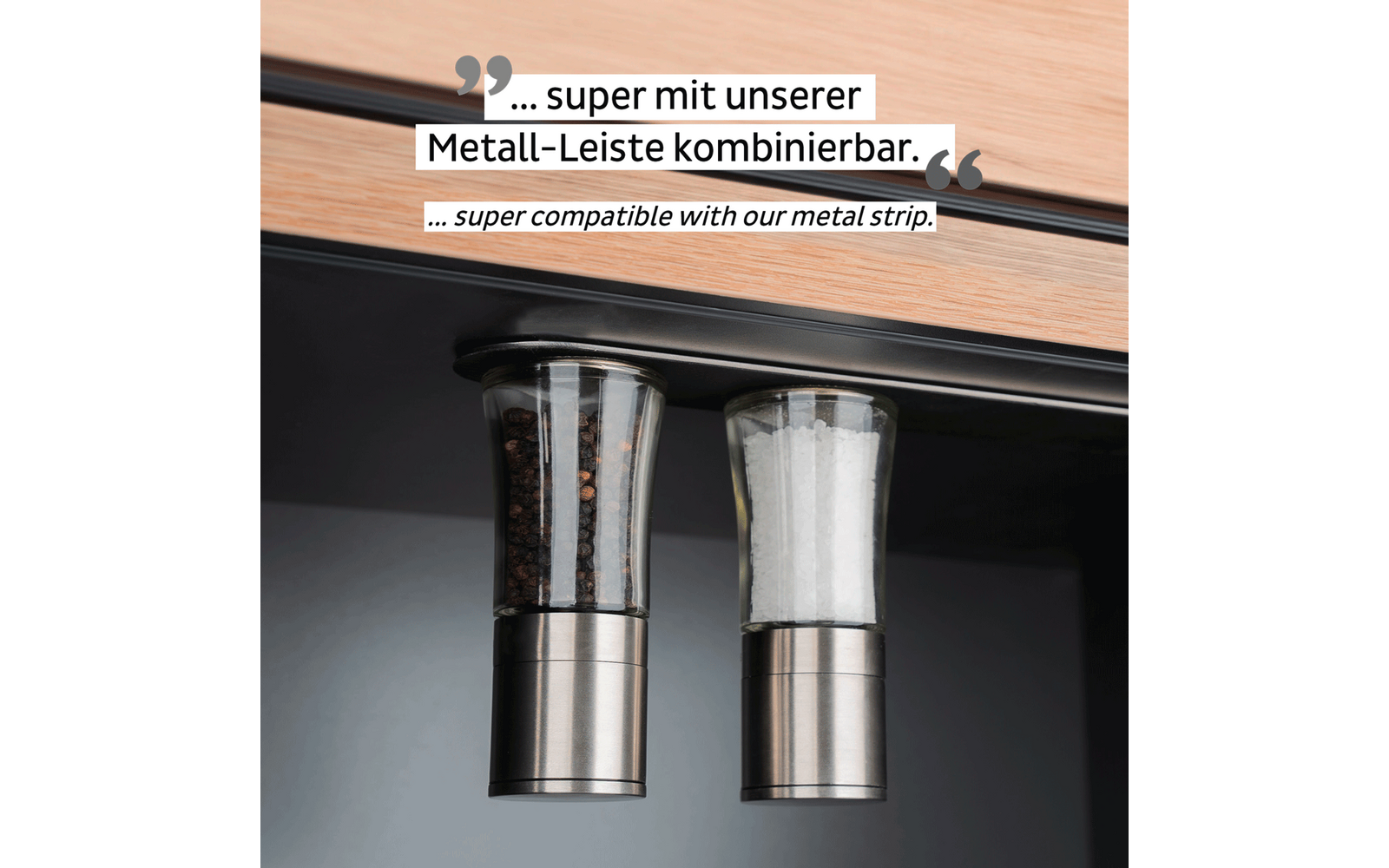 Silwy Magnet-Gewürzmühlen-Set (1x Pfeffermühle + 1x Salzmühle + 2x Metall-Gel-Pads)