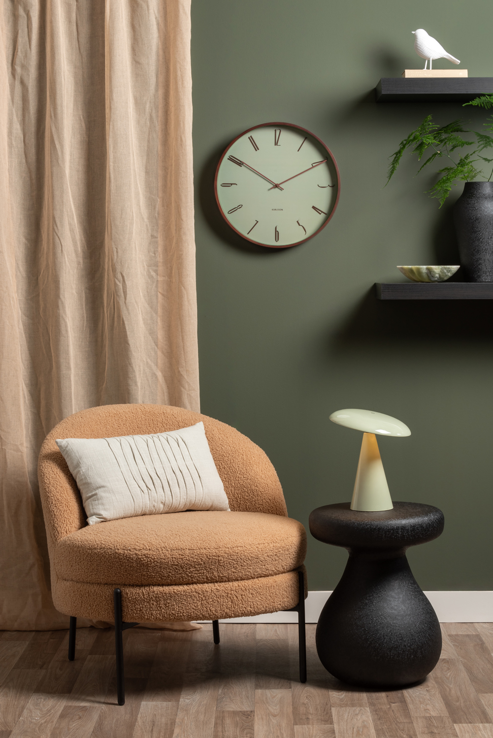 Wall clock Scandia grayed jade