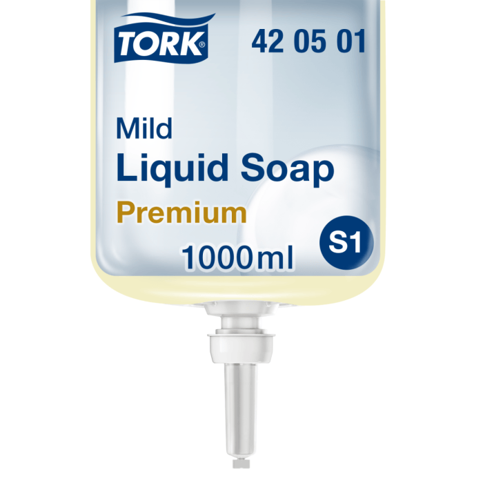 Tork S1 1st 420501 Premium milde vloeibare zeep Mevon 55 voor S1/S11 zeepdispensers met frisse geur (420501.1)