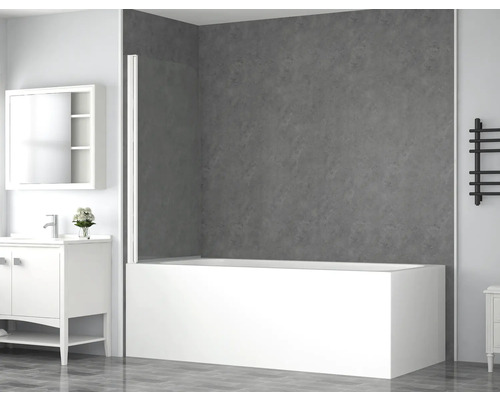 form&style badwand, 1-delig, BAFIA, 750 x 1400 mm, helder glas, profielkleur wit