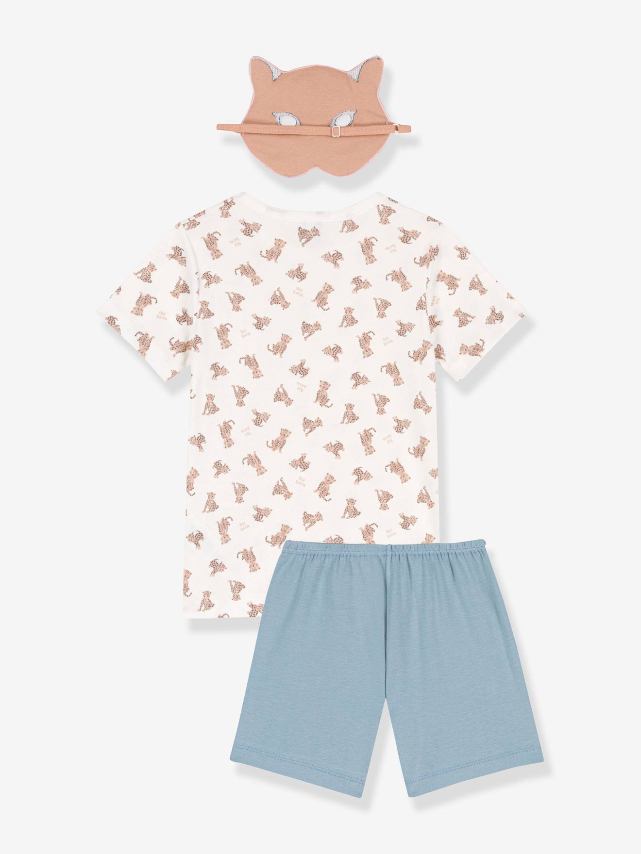 Conjunto de pijama: estampa de leopardo + máscara PETIT BATEAU branca