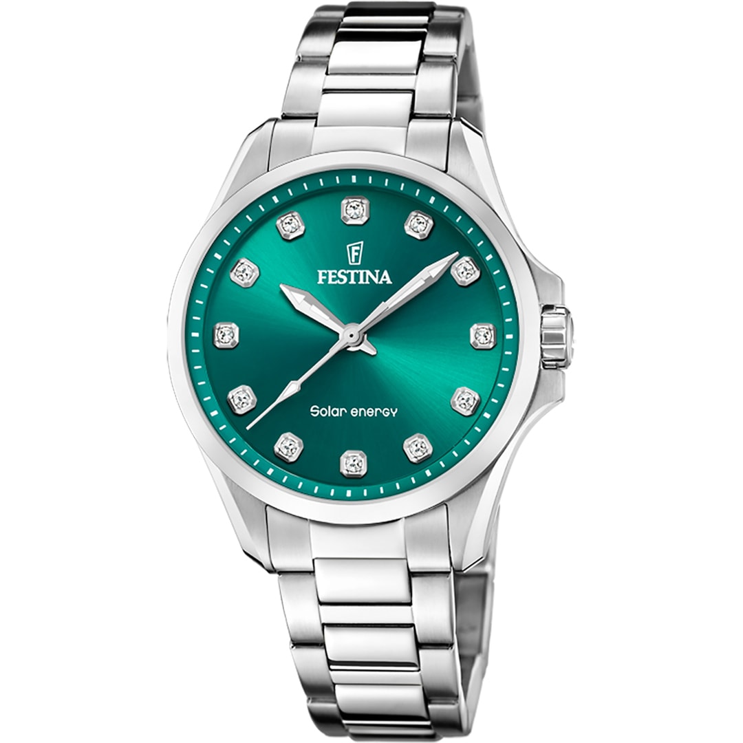 Festina Solar Energy Silbrig / Grün 34mm
