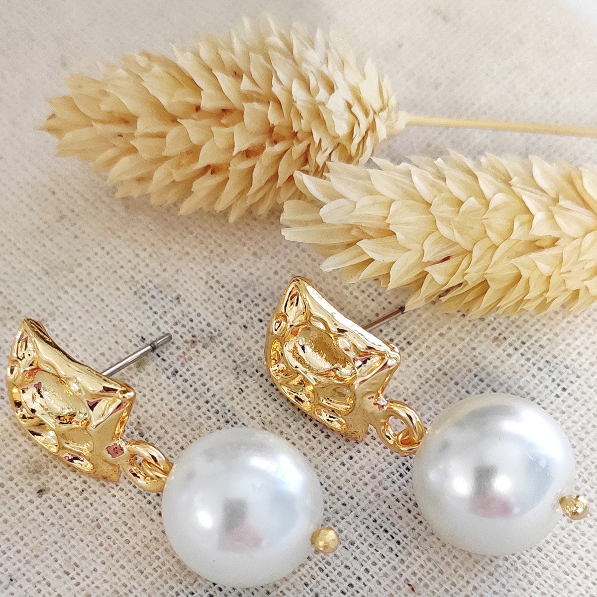 Boucles d'oreilles - Laiton plaqué or & perles