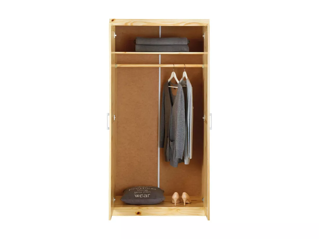 CALI - Armoire 2 Portes Bois Massif Naturel