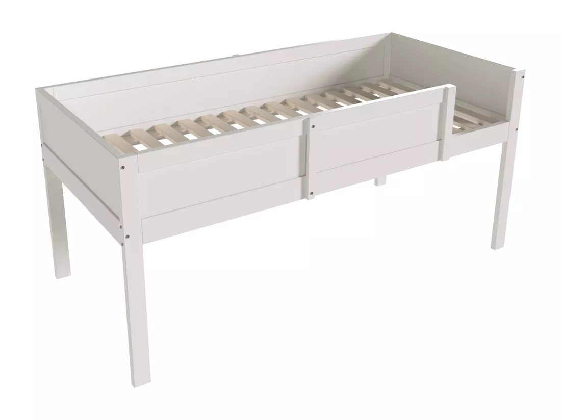 Lit superposé 3x90x200 cm en bois massif - avec 2 sommiers à lattes - Blanc