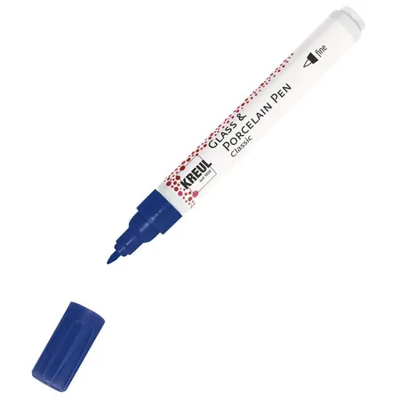 KREUL Glass & Porcelain Pen Classic, Strichstärke ca. 1 - 2 mm, royalblau