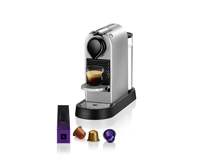 Krups Kaffeemaschine Nespresso CitiZ XN741B Silber Elegante Kapselmaschine der Original Line mit geringem Platzbedarf