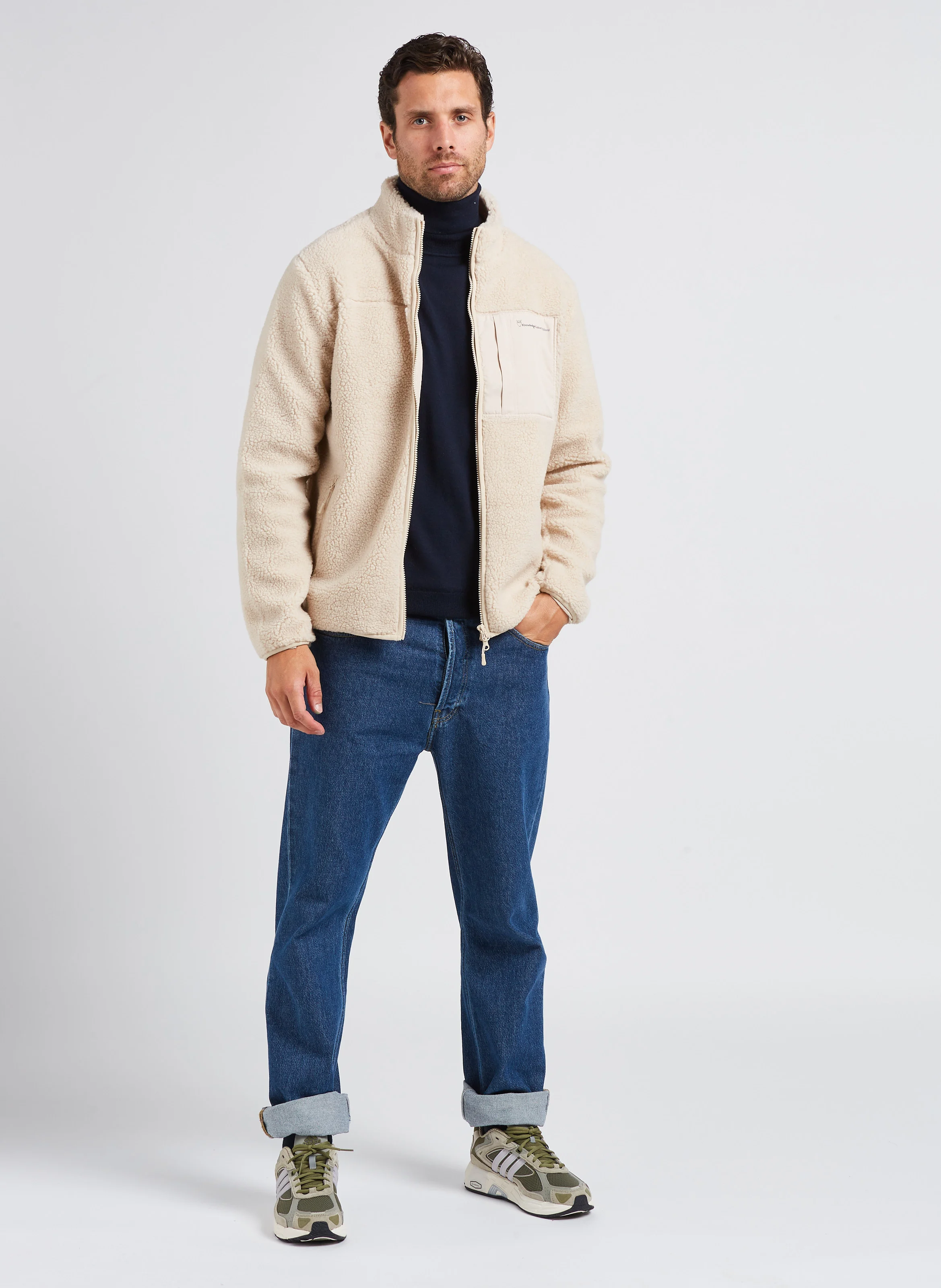 Veste col montant en polaire | Beige