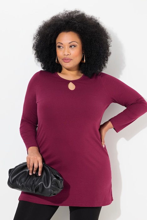 Longshirt, A-Linie, Keyhole, Rundhals, Langarm
