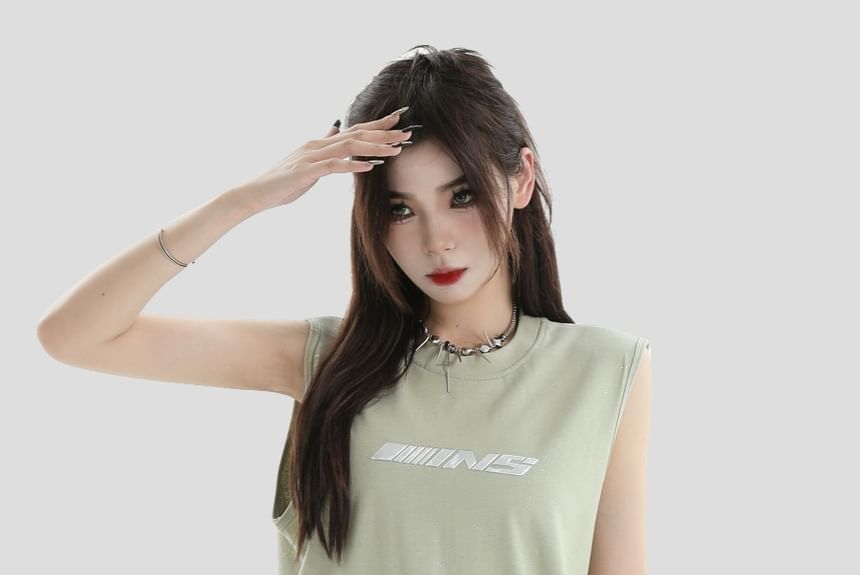 Banash - Mouwloos T-shirt met reflecterende print