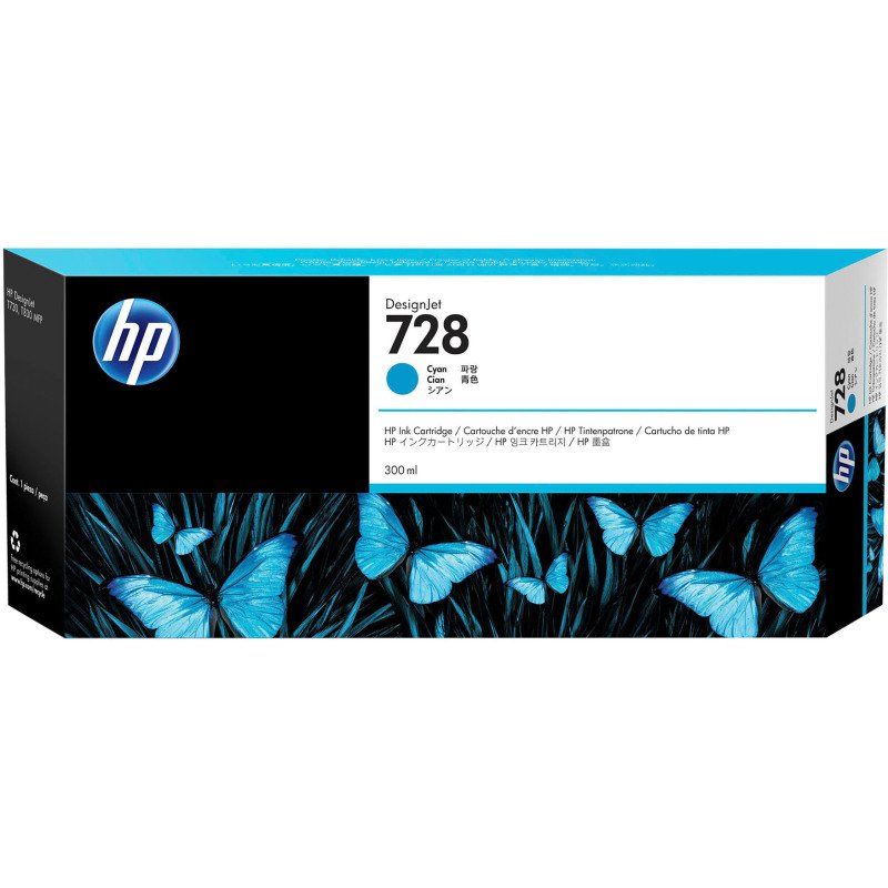 Cartouche HP728 haute capacité couleurs séparées pour imprimante jet d'encre