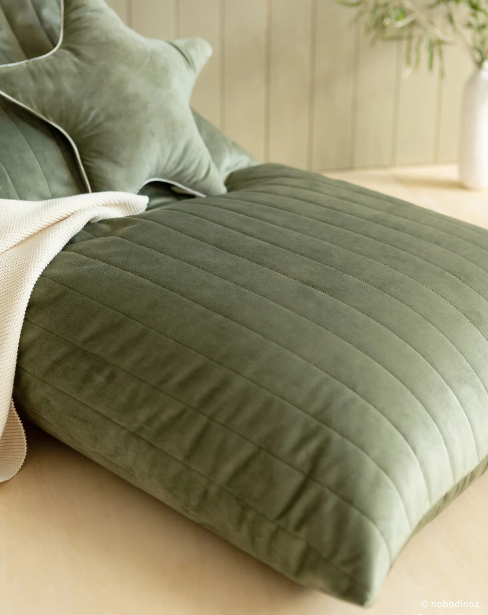Pouf essaouira - taille enfant - eco-velours | Vert