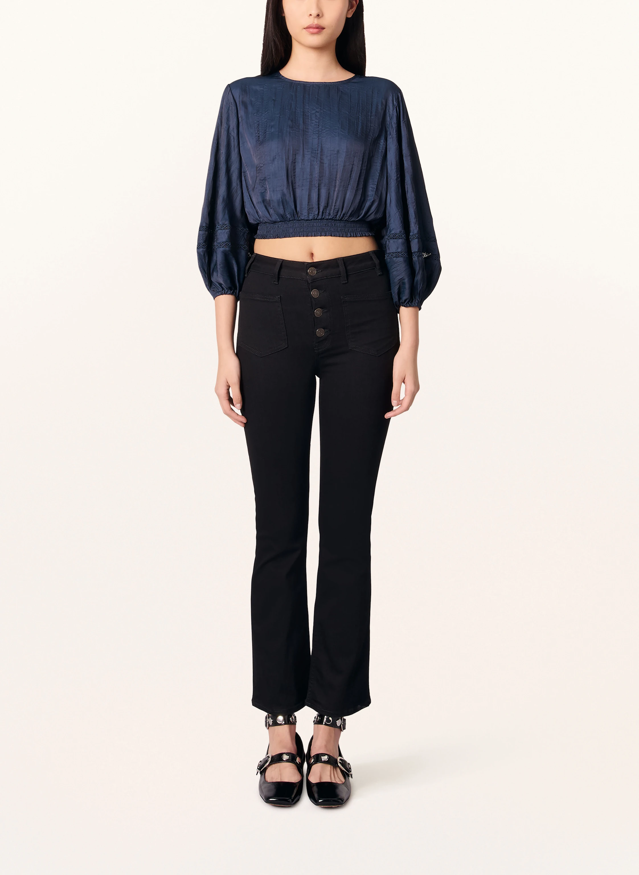 maje Cropped-Blusenshirt mit 3/4-Arm und Cut-out