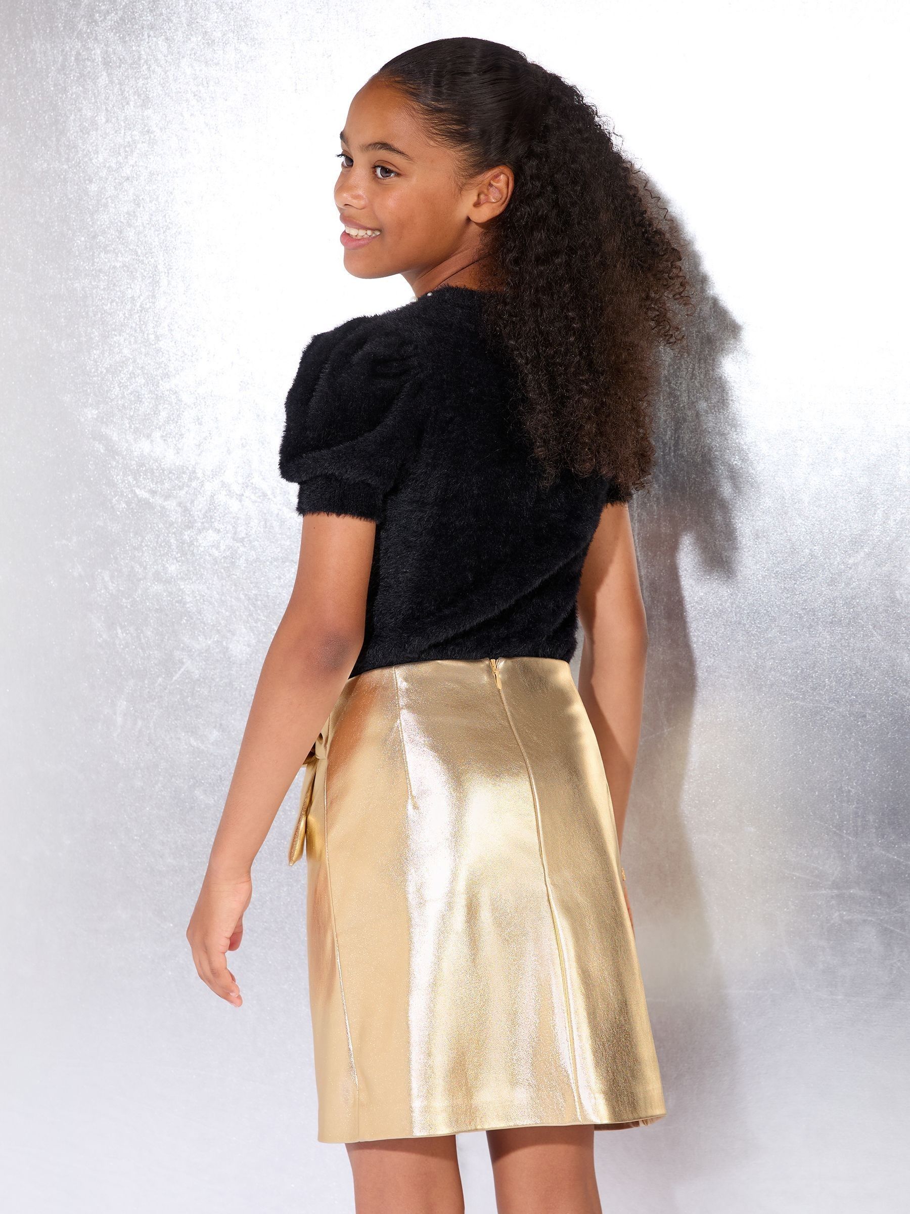 Goud - Lipsy PU Bow Skirt (9-16yrs)
