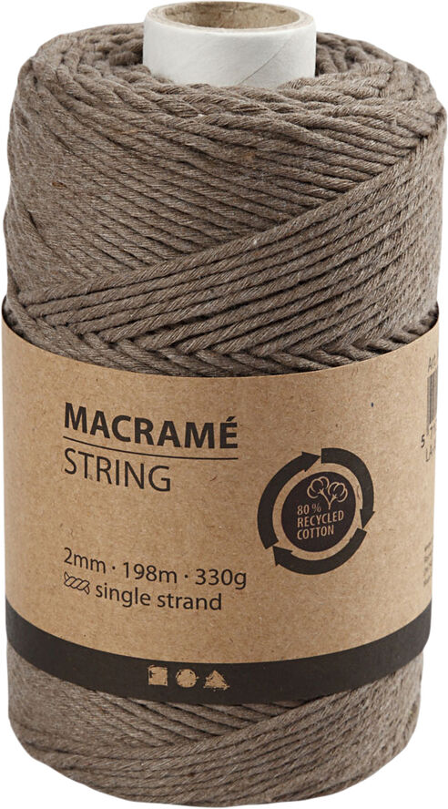 Creativ Company Macramé snor, L: 198 m, diam. 2 mm.